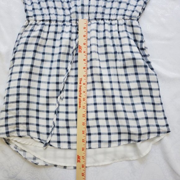 BB Dakota Danielle White & Blue Plaid Shirt Dress Size L - Picture 5 of 8
